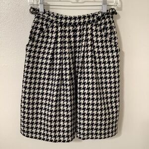 Houndstooth Academic Light Academia Preppy Retro Old Money Pleated Skirt Sz 0